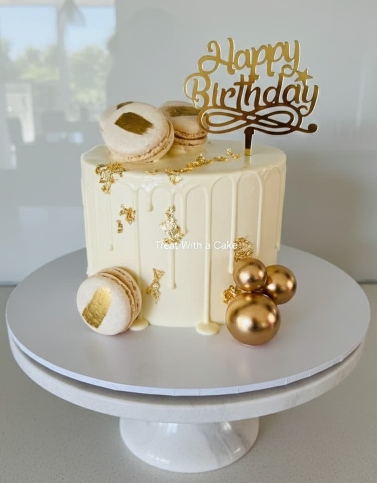 Elegent Cake With Macarons