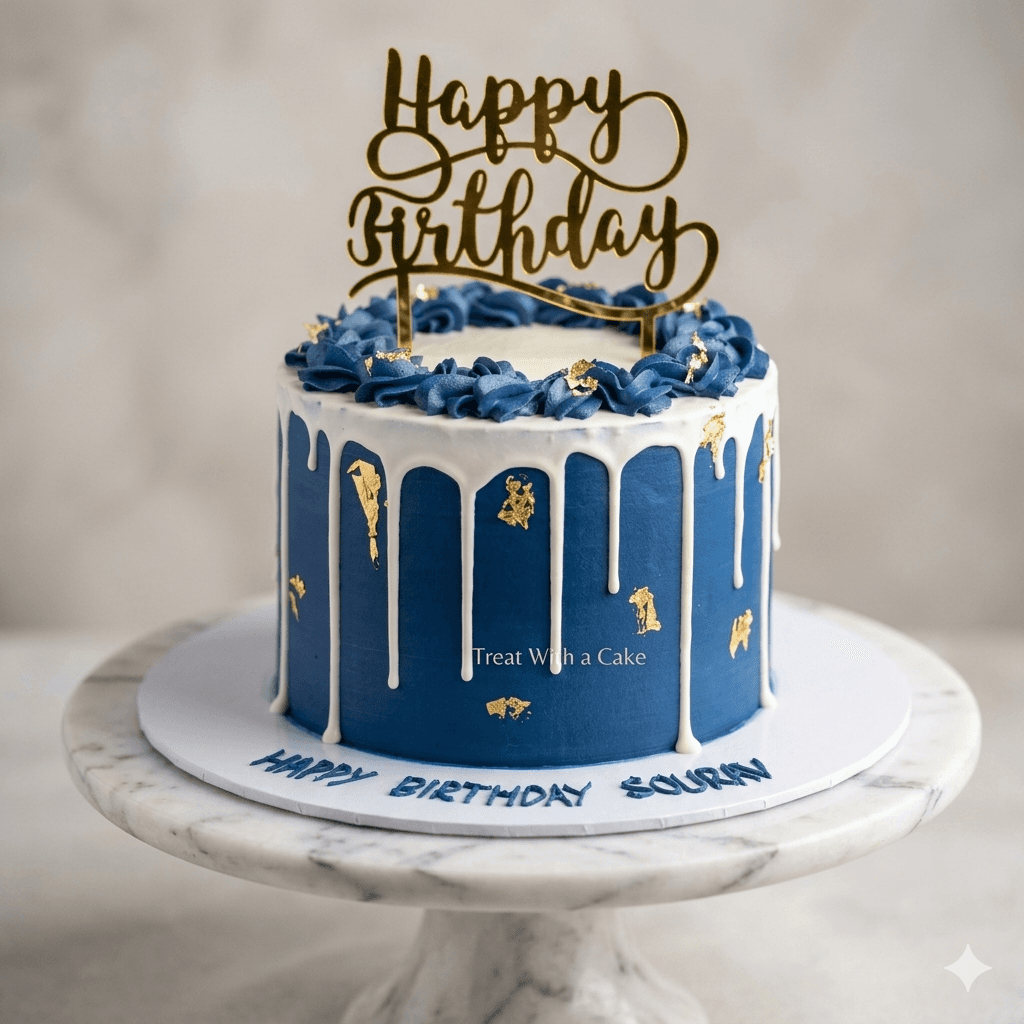 Birthday Cake - Royal Blue and Gold