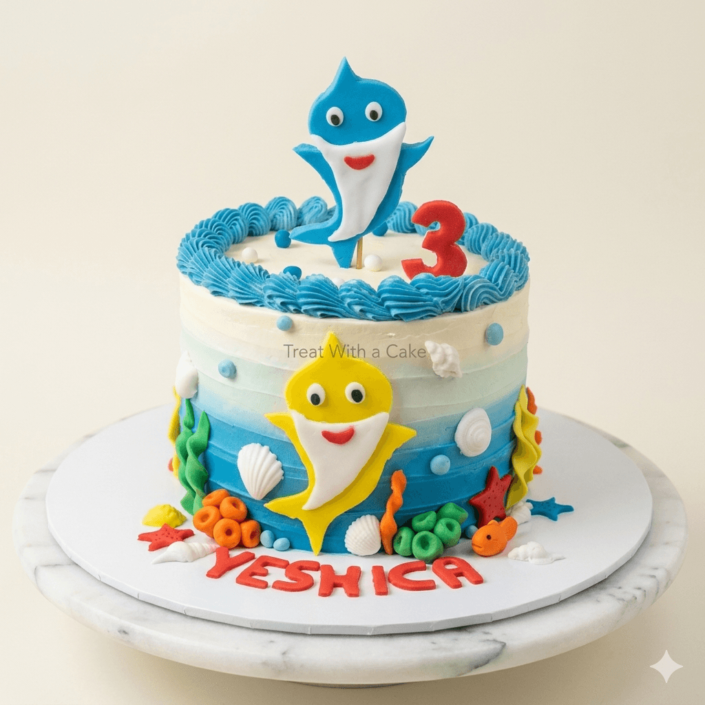 Baby shark theme cake